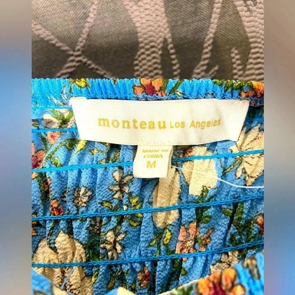 Monteau Los Angeles - Beautifully Vibrant Blue Floral  Medium Dress 🦋🌼 - Picture 10 of 15